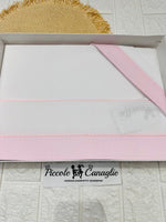 Set Lenzuola Carrozzina Ricamo Rosa Lc015001 - Piccole Canaglie - PC25223