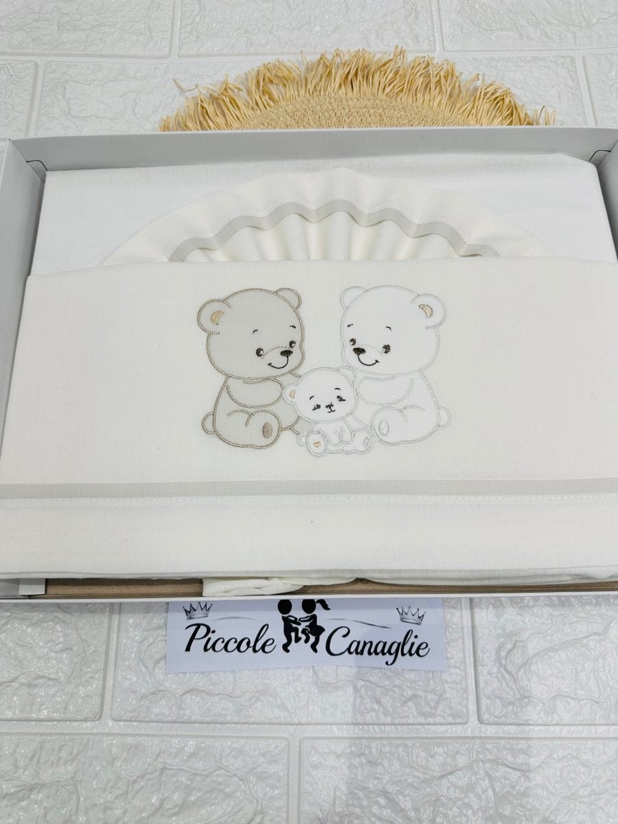 Set Lenzuola Culla Orsi Abbracci Beige Ll018184 - Piccole Canaglie - PC30011