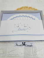 Set Lenzuola Culla Orsi Love Celeste Ll018174 - Piccole Canaglie - PC30012