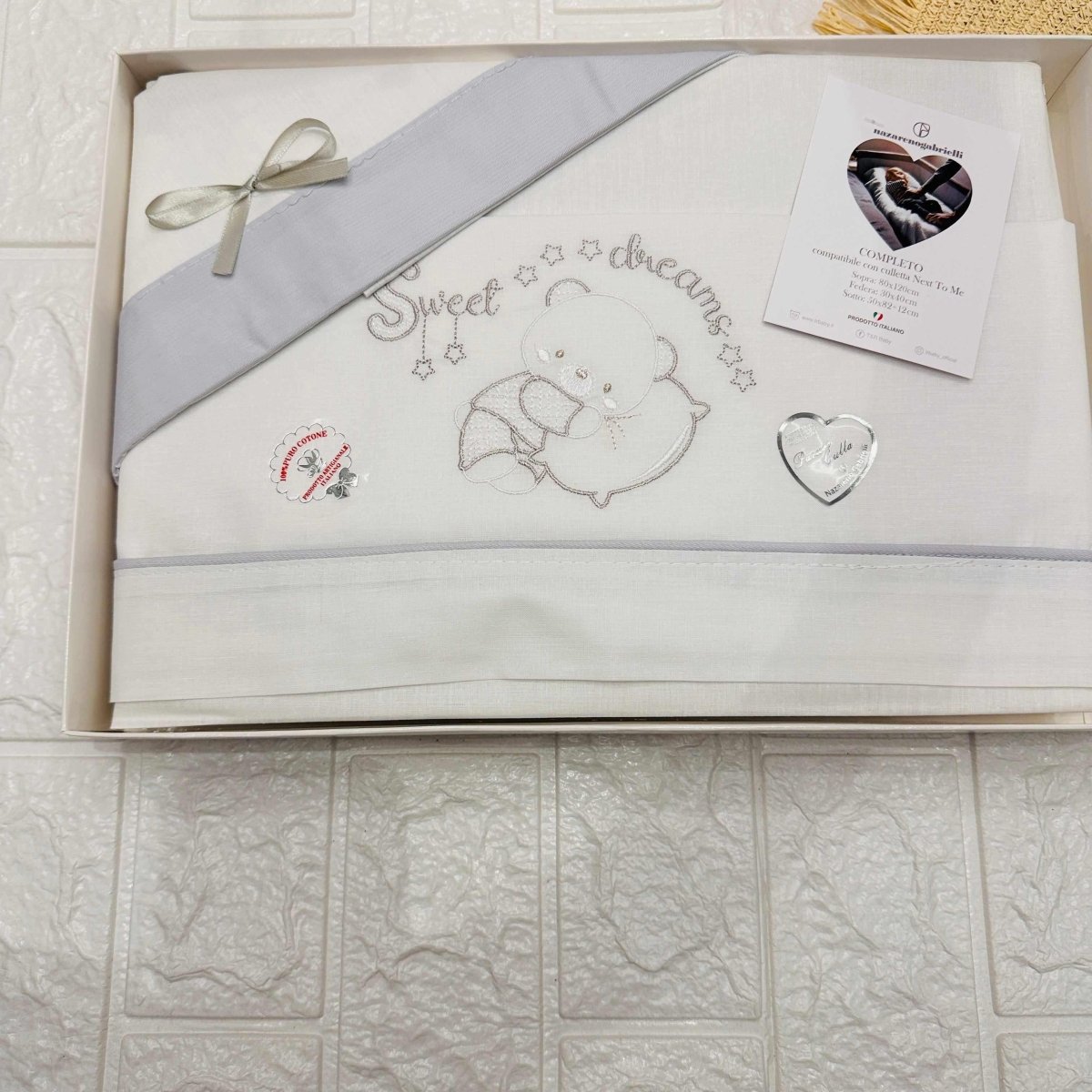 Set lenzuola Next to me orso cuscino grigio NG3016 - Piccole Canaglie - PC22325