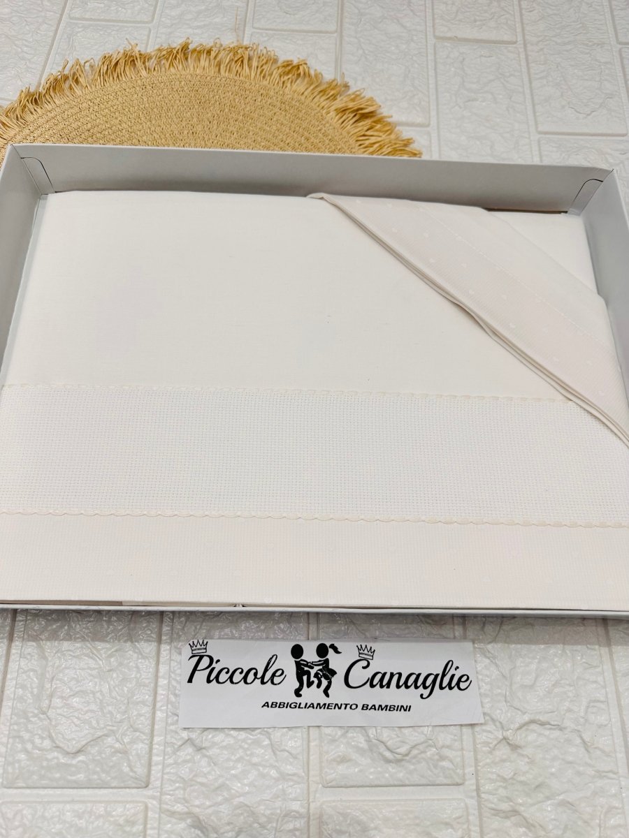 Set Lenzuola Ricamo Panna Lc015001 - Piccole Canaglie - PC25220