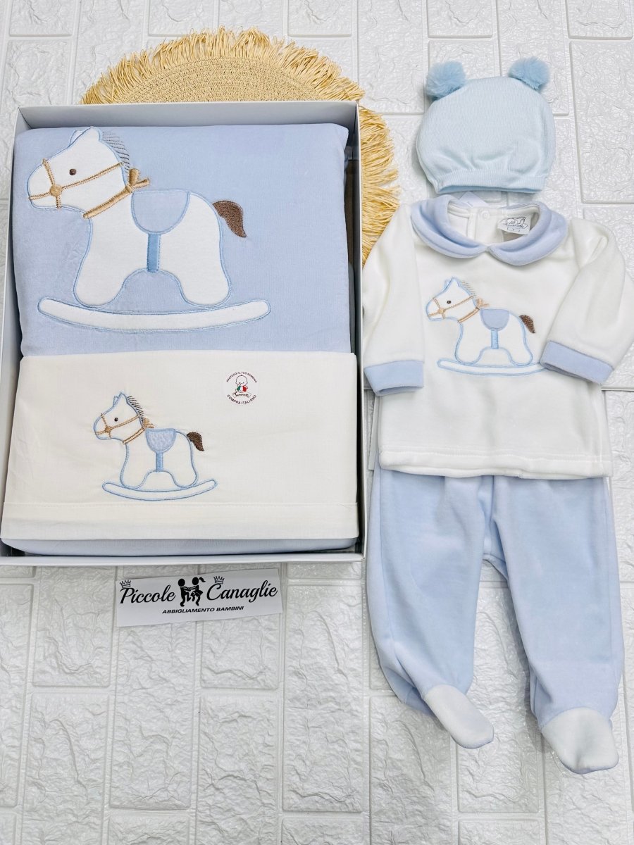 Set nascita cavallino celeste ciniglia - Piccole Canaglie - 