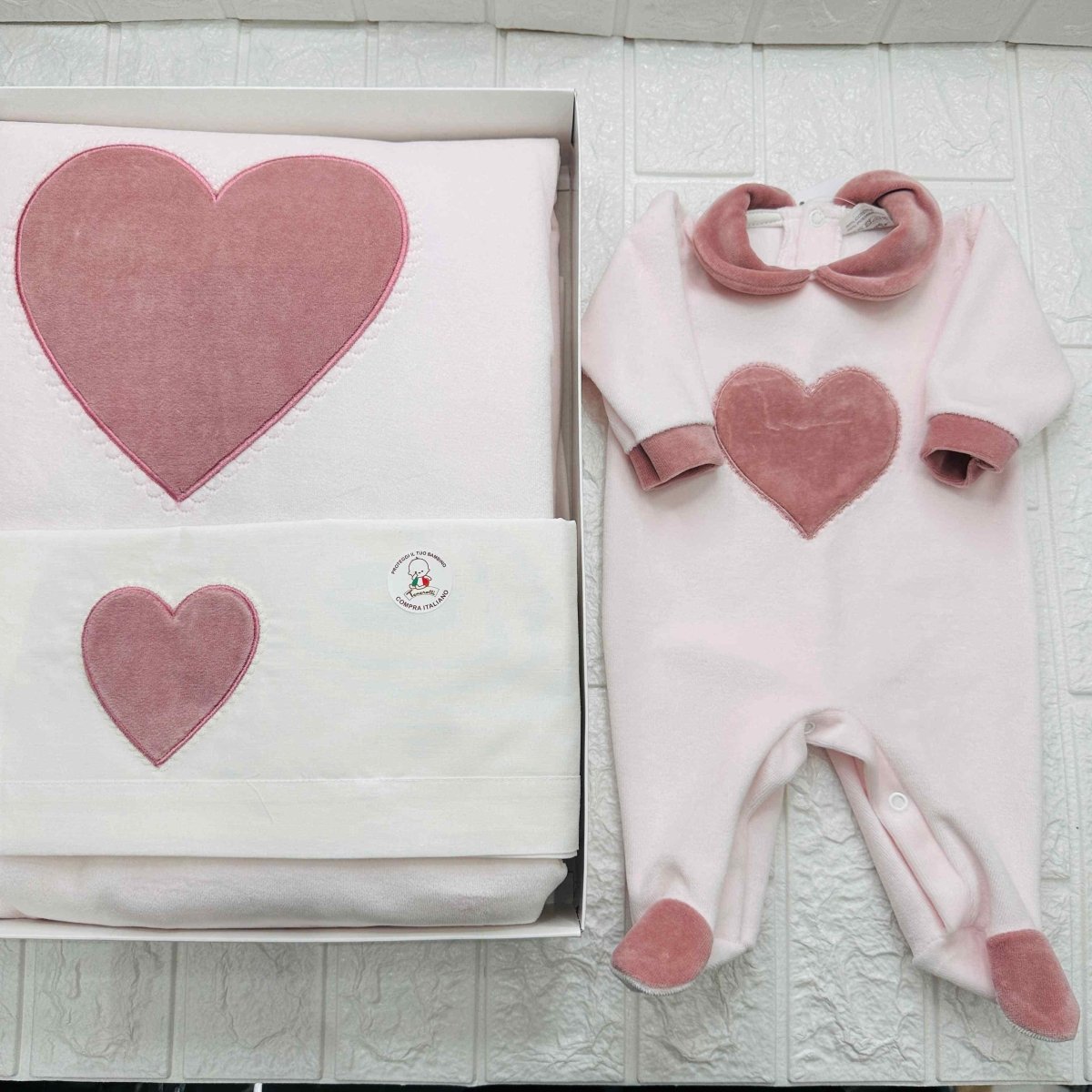 Set nascita ciniglia cuore Rosa Antico - Piccole Canaglie - 