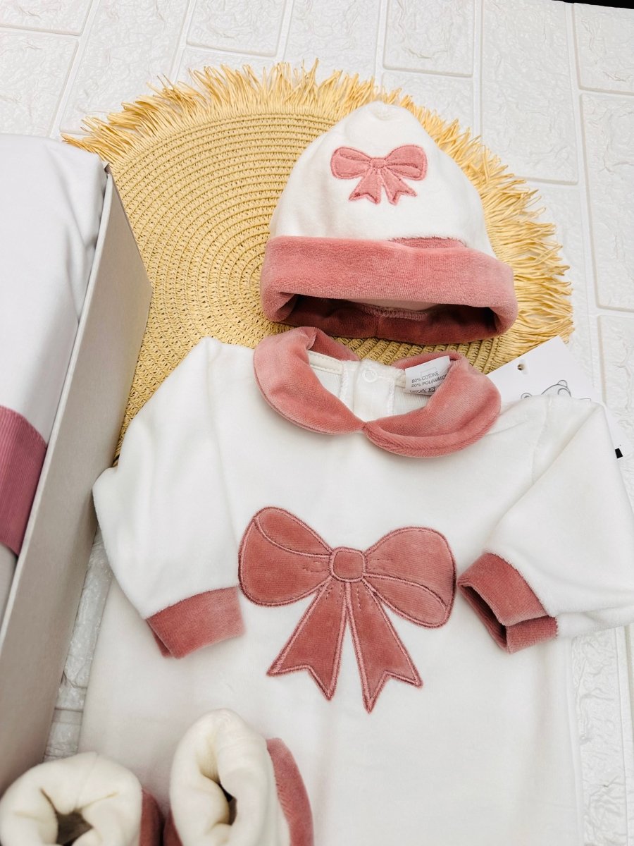 Set nascita Ciniglia Fiocco Rosa Antico - Piccole Canaglie - 