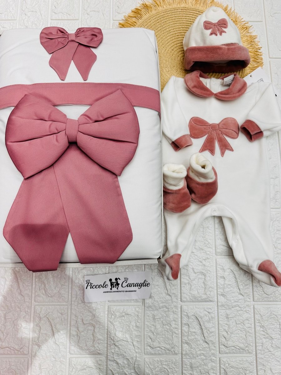 Set nascita Ciniglia Fiocco Rosa Antico - Piccole Canaglie - 
