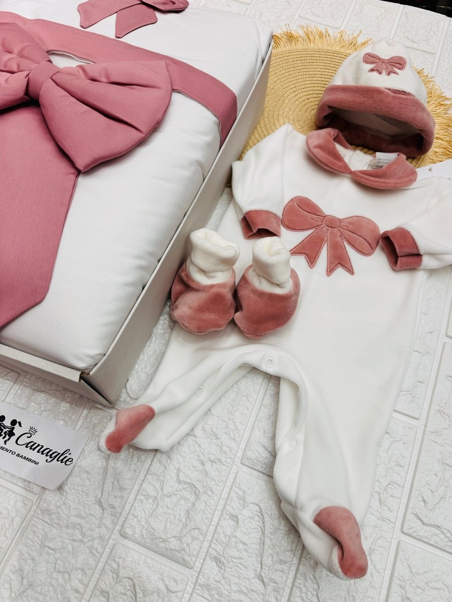 Set nascita Ciniglia Fiocco Rosa Antico - Piccole Canaglie - 