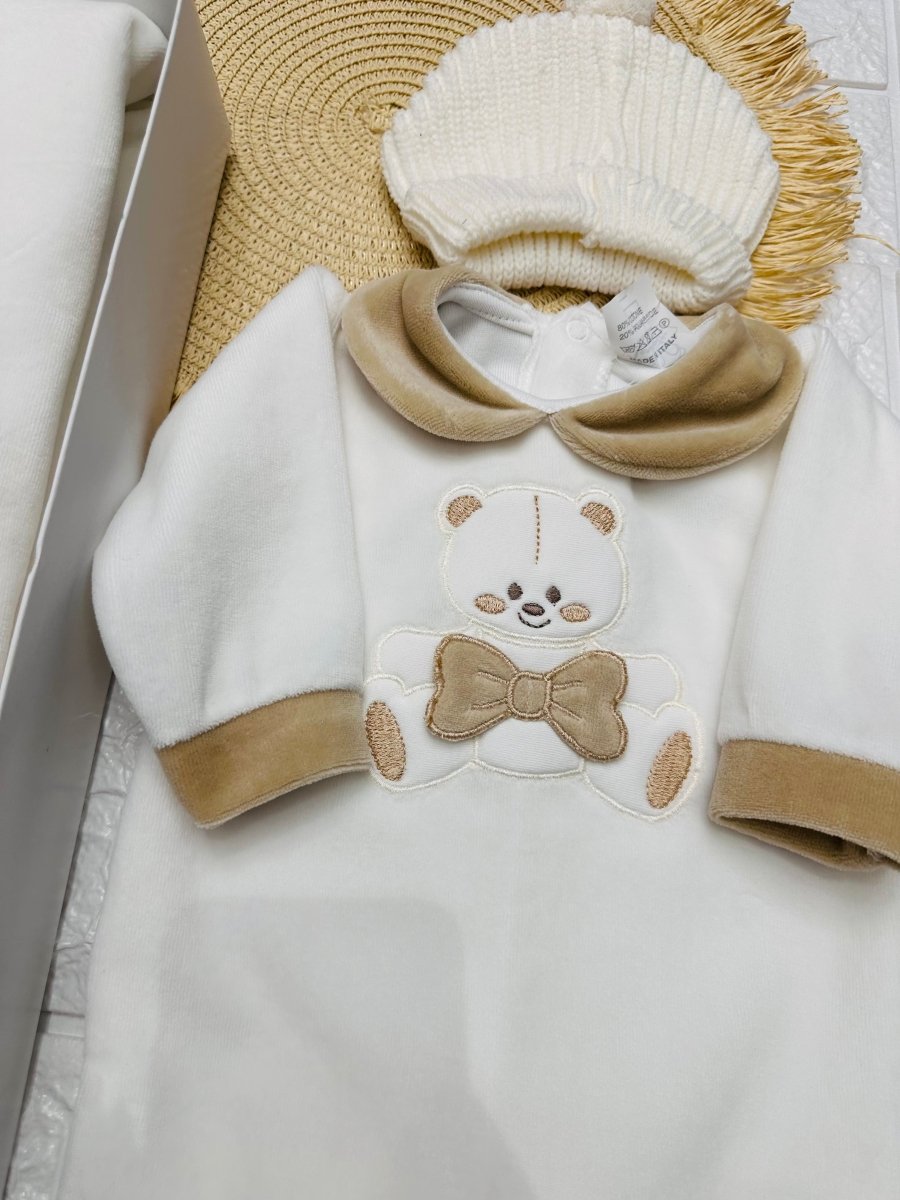 Set Nascita ciniglia Orsetto Fiocco Beige - Piccole Canaglie - 
