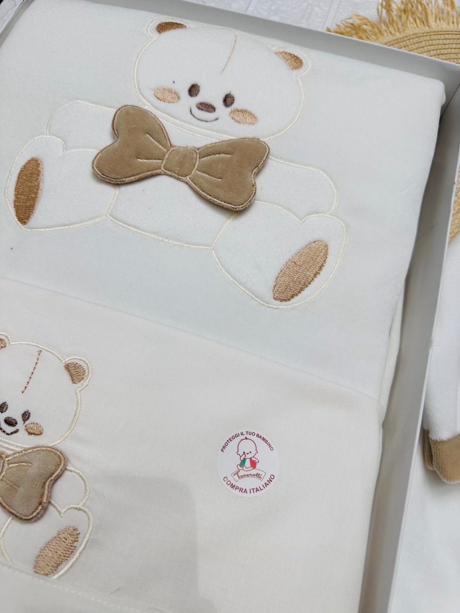 Set Nascita ciniglia Orsetto Fiocco Beige - Piccole Canaglie - 