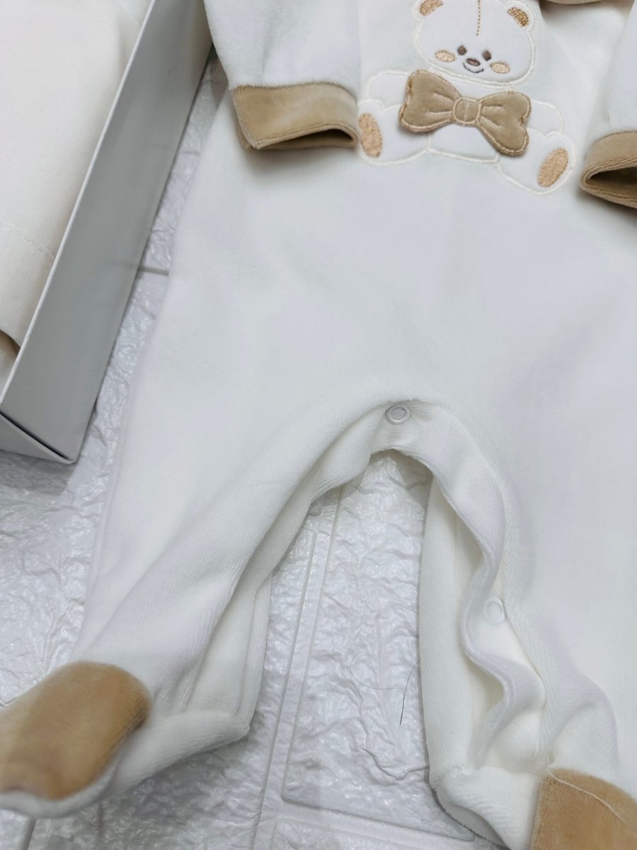 Set Nascita ciniglia Orsetto Fiocco Beige - Piccole Canaglie - 