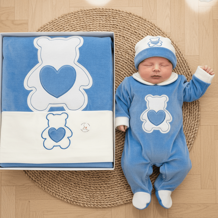 Set Nascita Ciniglia Orso Cuoricino Azzurro 35509 - Piccole Canaglie - PC29510