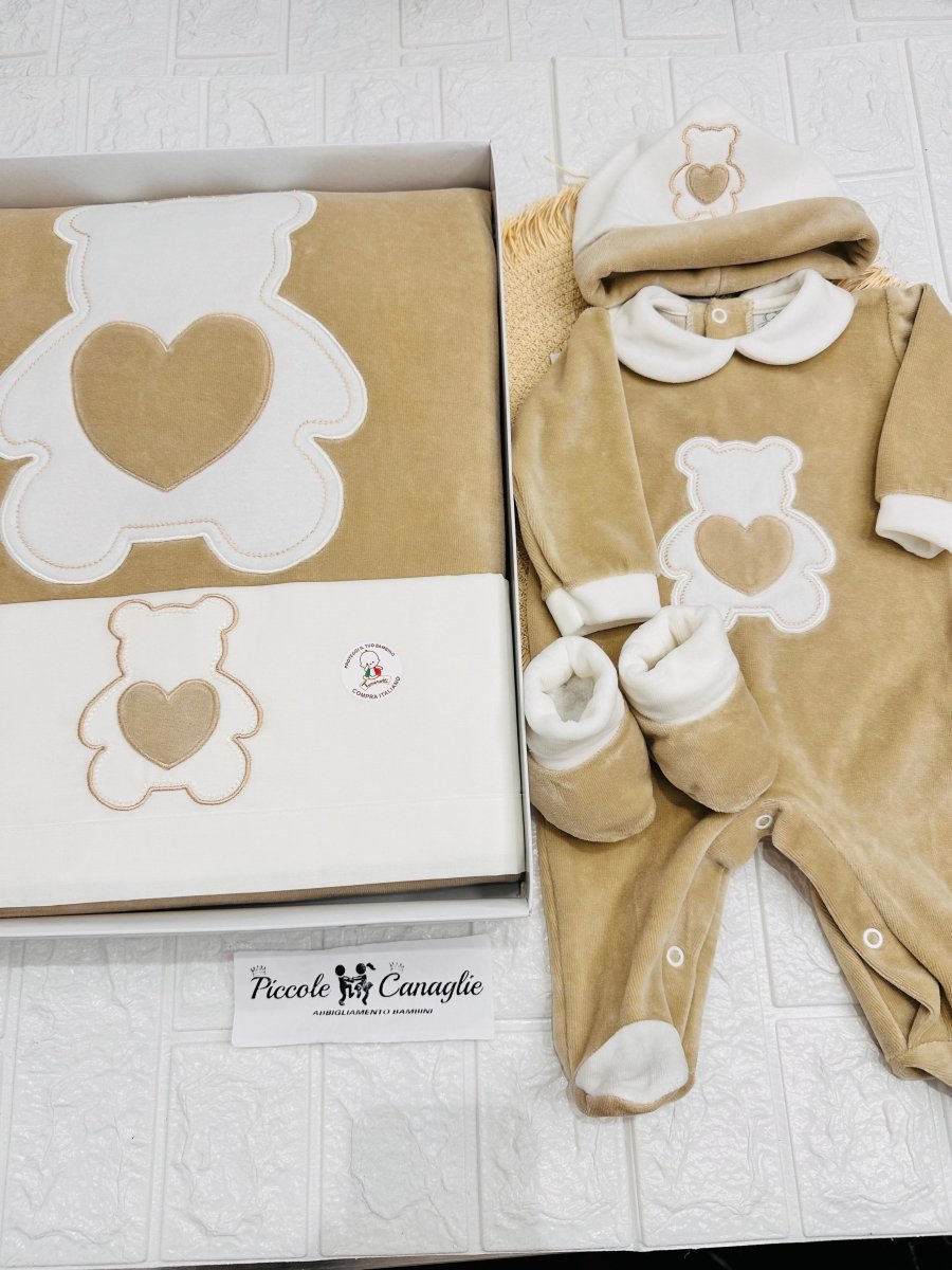 Set Nascita Ciniglia Orso Cuoricino Beige 35509 - Piccole Canaglie - PC29511