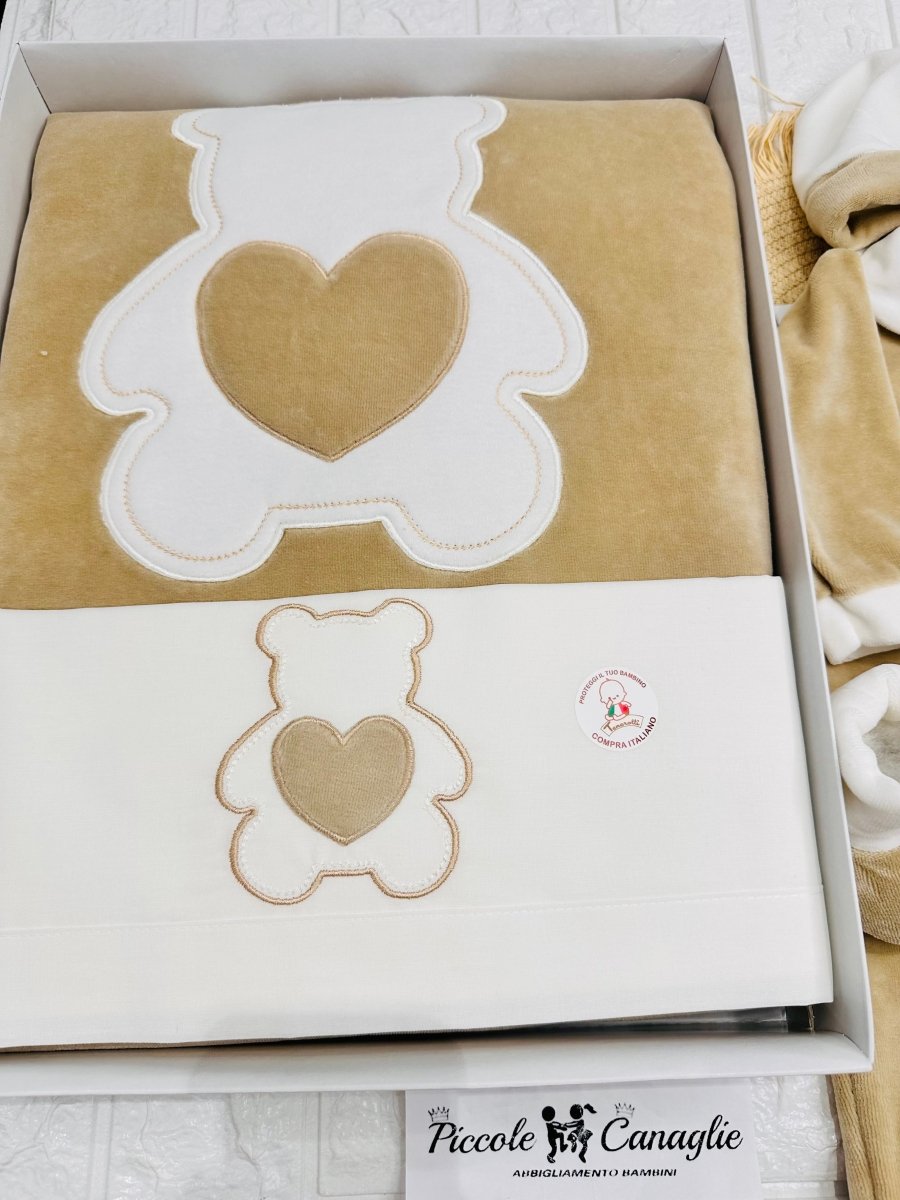 Set Nascita Ciniglia Orso Cuoricino Beige 35509 - Piccole Canaglie - PC29511