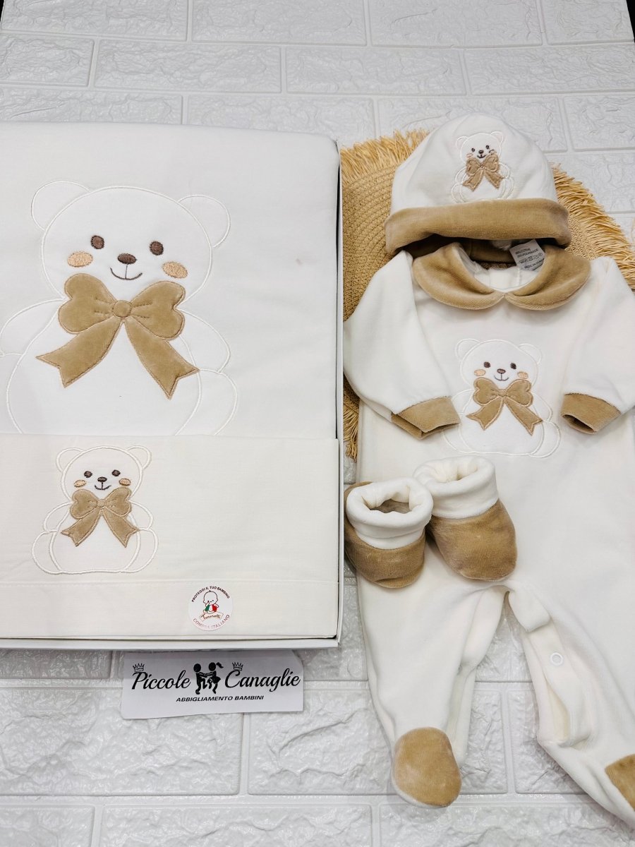 Set Nascita Ciniglia Orso Fiocco Beige 35514 - Piccole Canaglie - PC28622