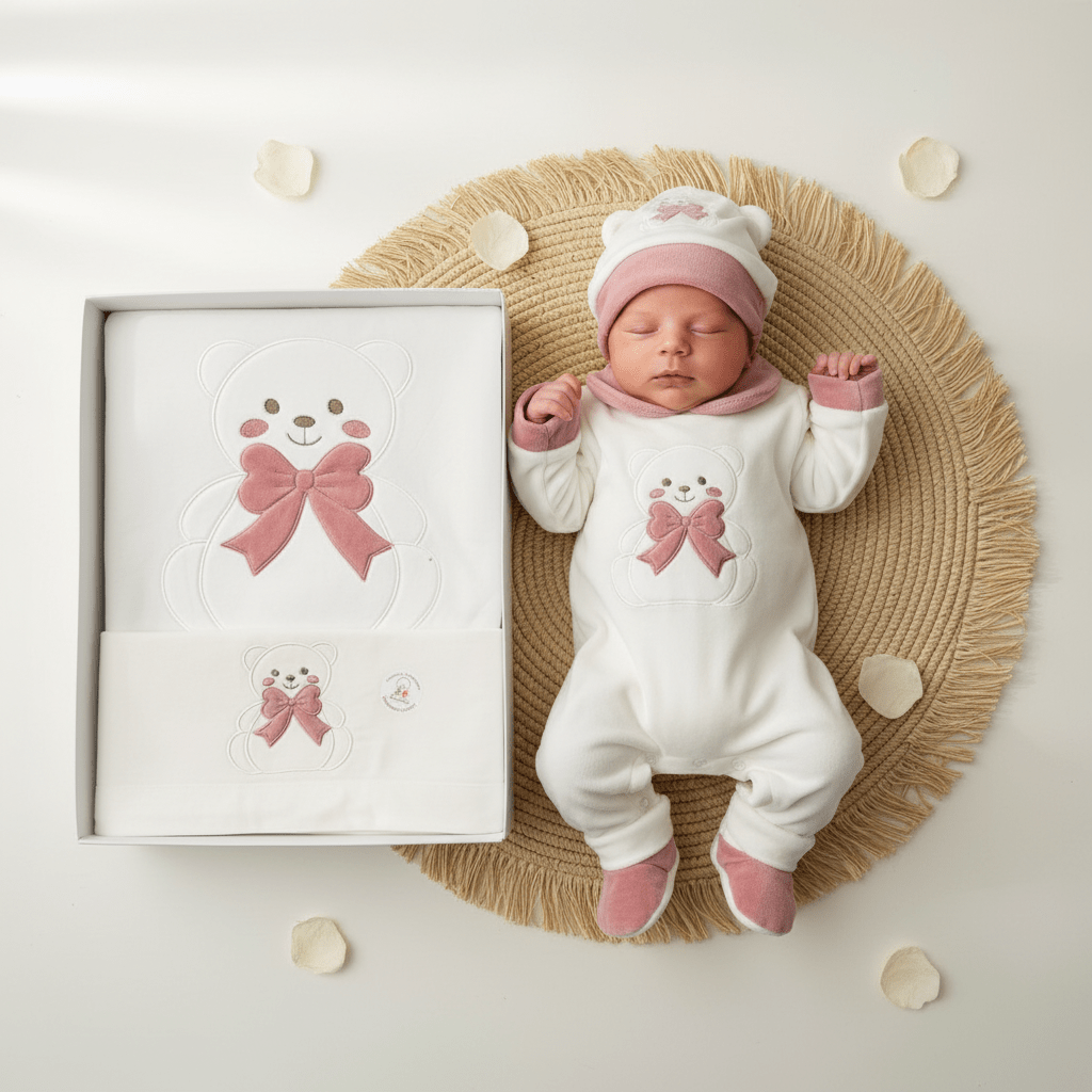 Set Nascita Ciniglia Orso Fiocco Rosa Antico 35514 - Piccole Canaglie - PC28623