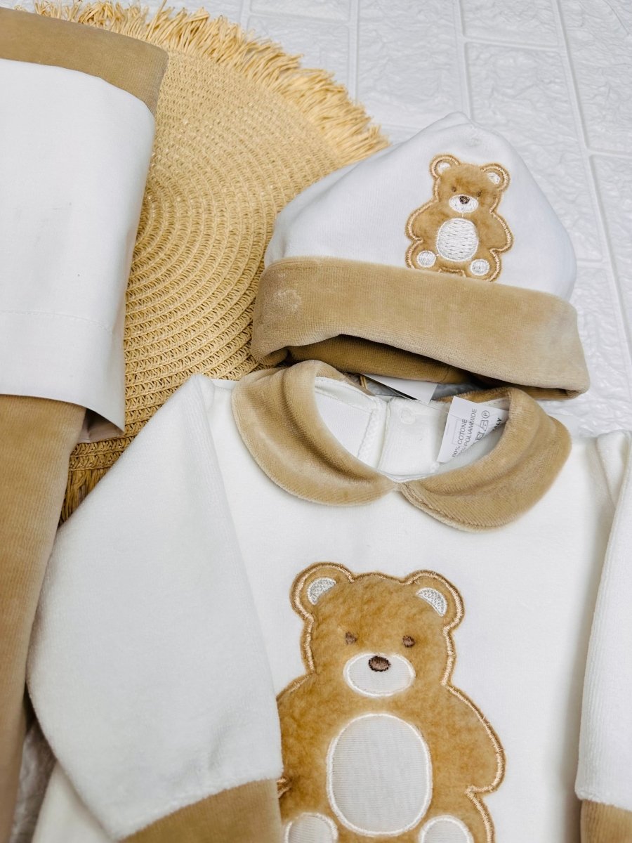 Set Nascita Ciniglia Orso Peluche Beige - Piccole Canaglie - 