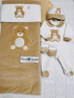 Set Nascita Ciniglia Orso Peluche Beige - Piccole Canaglie - 