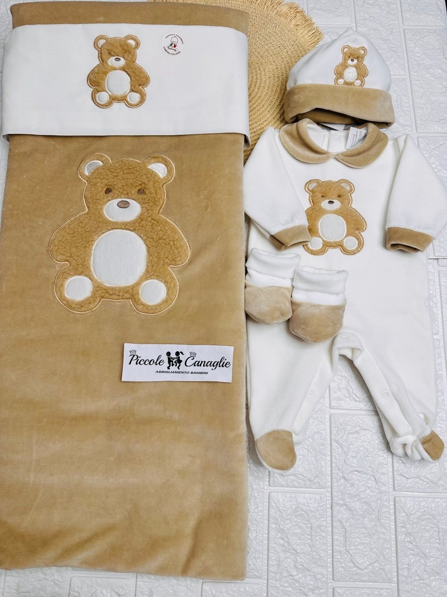 Set Nascita Ciniglia Orso Peluche Beige - Piccole Canaglie - 