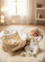 Set Nascita Ciniglia Orso Peluche Beige - Piccole Canaglie - 