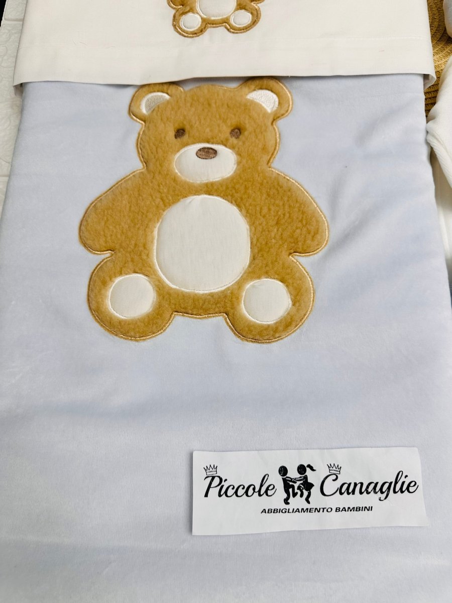 Set Nascita Ciniglia Orso Peluche Celeste - Piccole Canaglie - 