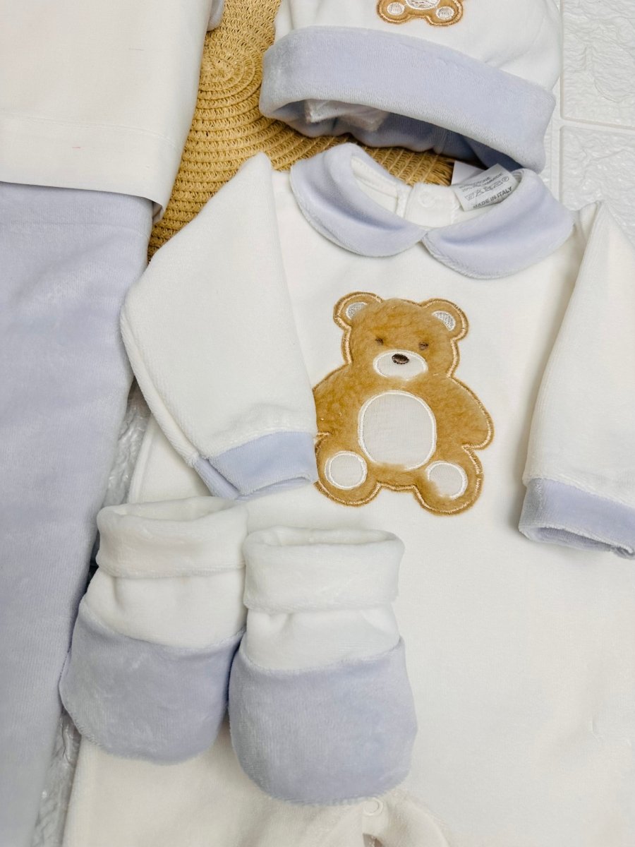 Set Nascita Ciniglia Orso Peluche Celeste - Piccole Canaglie - 