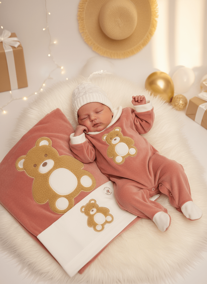 Set Nascita Ciniglia Orso Rosa Antico - Piccole Canaglie - 