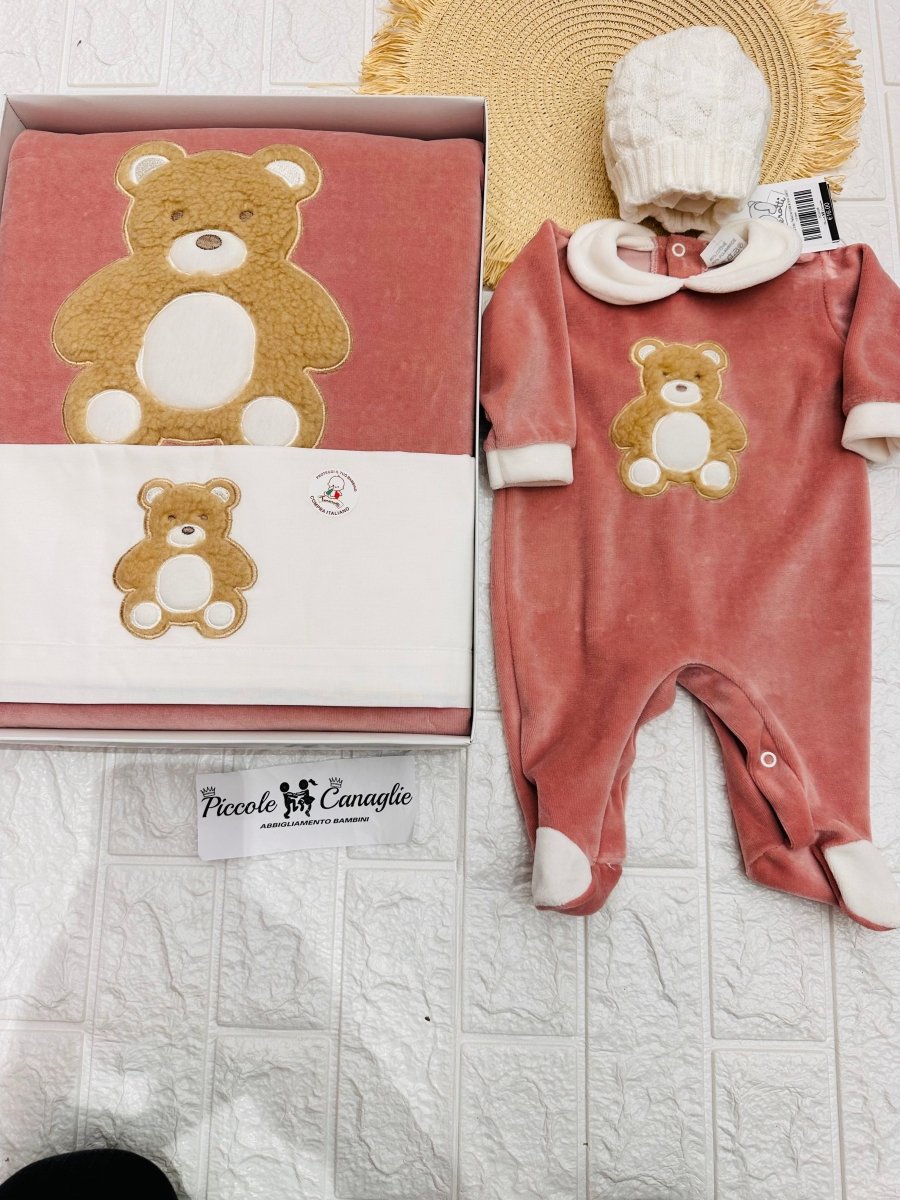 Set Nascita Ciniglia Orso Rosa Antico - Piccole Canaglie - 