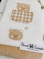 Set Nascita Ciniglia Orso Taschino Quadri Beige - Piccole Canaglie - 
