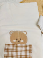 Set Nascita Ciniglia Orso Taschino Quadri Beige - Piccole Canaglie - 