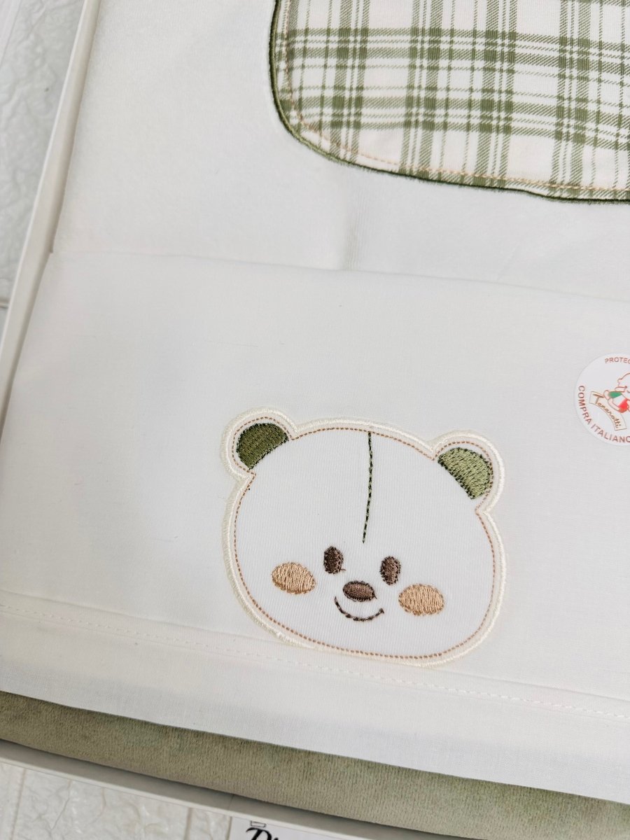 Set Nascita Ciniglia Orso Taschino Quadri Verdi - Piccole Canaglie - 
