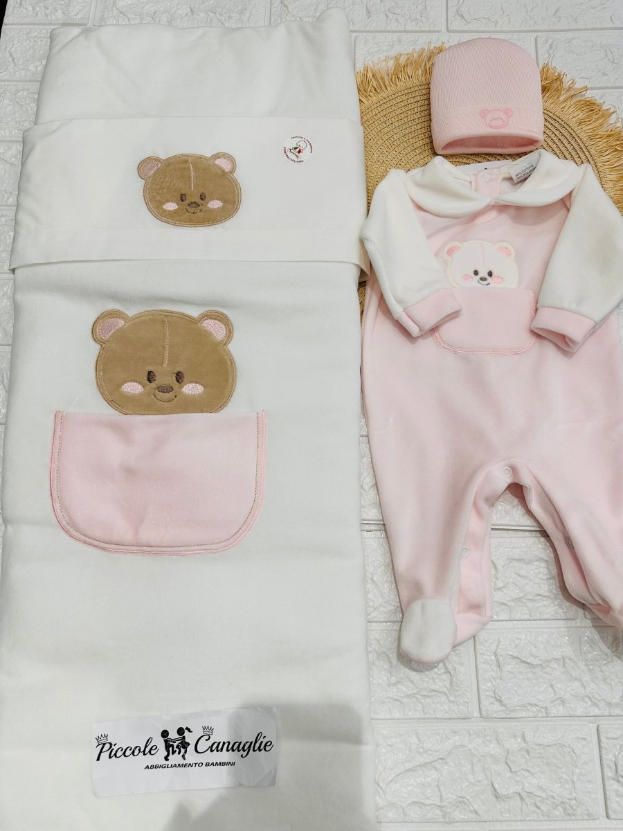 Set Nascita Ciniglia Orso Taschino Rosa 35406 - Piccole Canaglie - PC24743