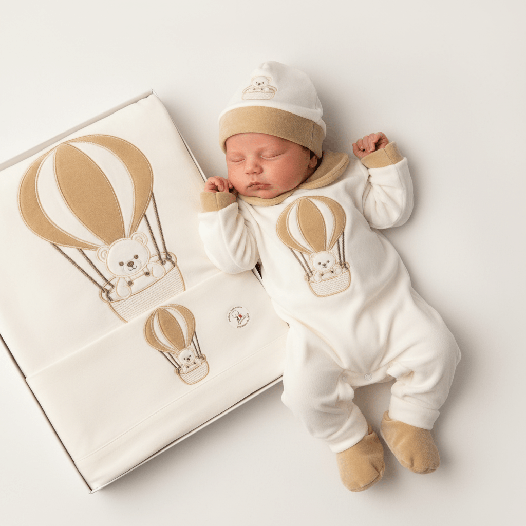 Set Nascita Ciniglia Tenerotti Orsetto Mongolfiera 35526 Beige - Piccole Canaglie - PC30042