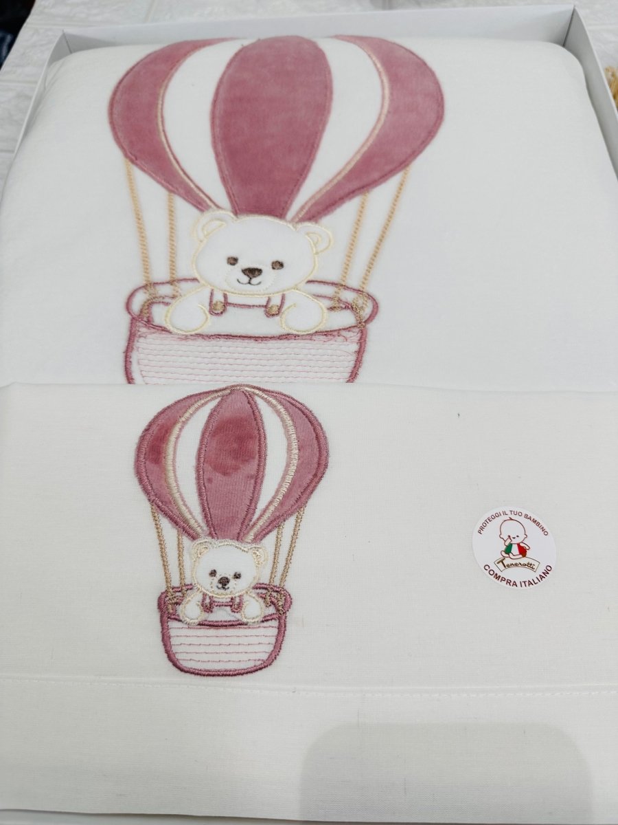 Set Nascita Ciniglia Tenerotti Orsetto Mongolfiera 35526 Rosa Antico - Piccole Canaglie - PC30043