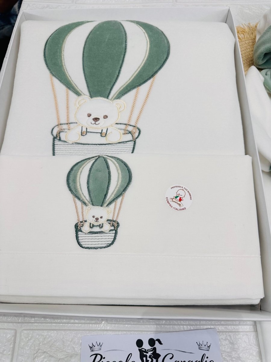 Set Nascita Ciniglia Tenerotti Orsetto Mongolfiera 35526 Verde - Piccole Canaglie - PC30044