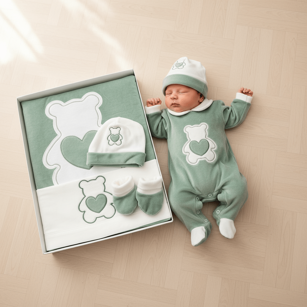 Set Nascita Ciniglia Tenerotti Orso Cuore Tenero 35509 Verde - Piccole Canaglie - PC30041