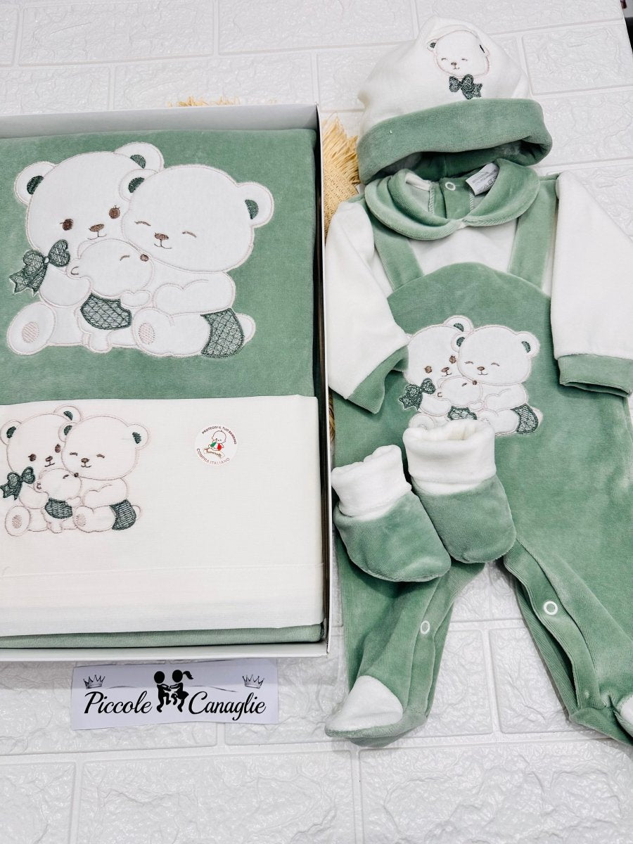 Set Nascita Ciniglia verde orsi teneri abbracci 35522 - Piccole Canaglie - PC29992