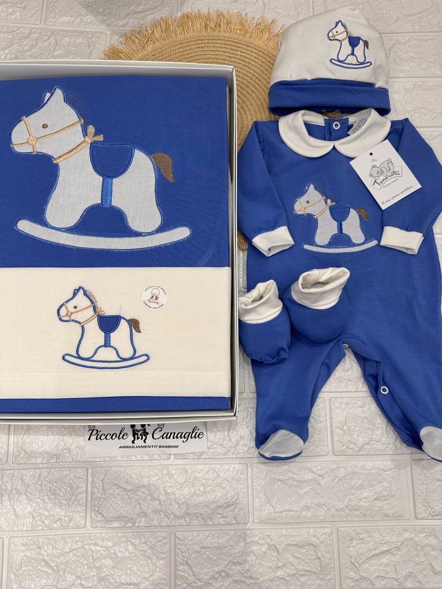 Set Nascita Cotone Cavallino Oceano 35108 - Piccole Canaglie - PC24997