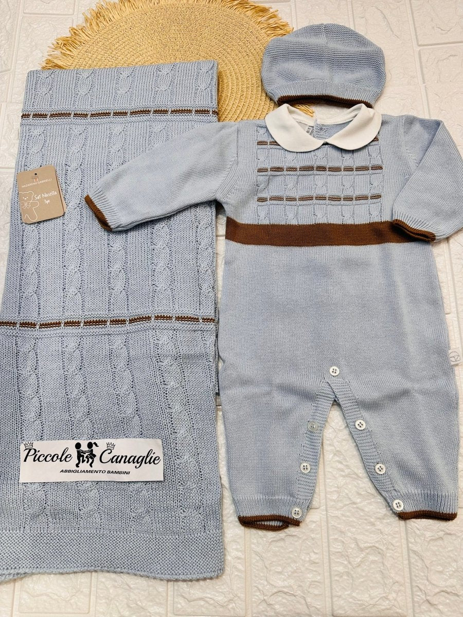 Set Nascita Cotone celeste NG3485 Dis 10 - Piccole Canaglie - 