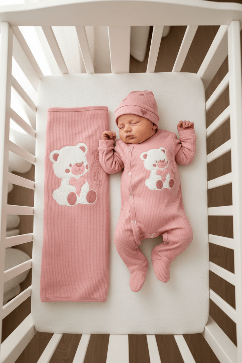 Set Nascita Cotone Cuore Rosa Antico Ng3481 Dis 2 - Piccole Canaglie - PC25315