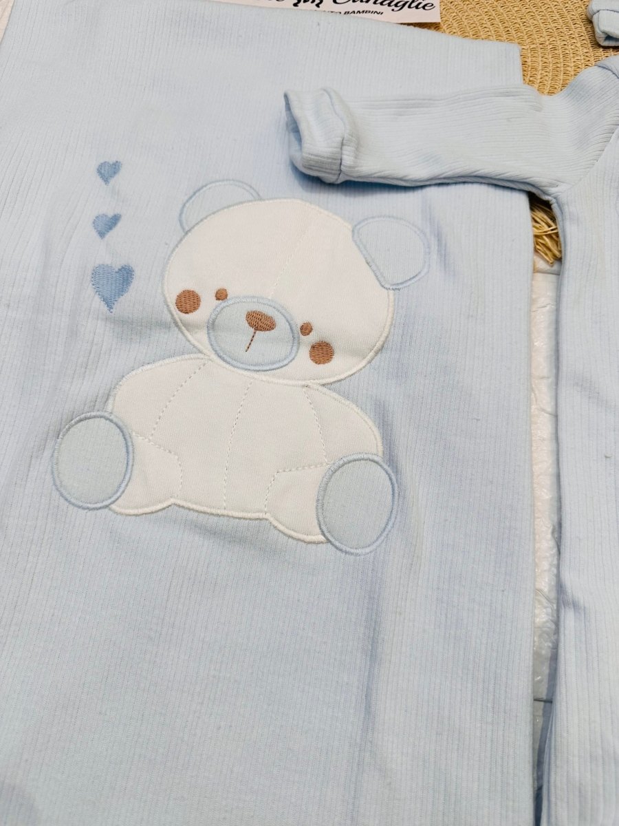 Set Nascita Cotone cuoricini celeste NG3481 Dis 1 - Piccole Canaglie - PC25309