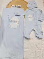 Set Nascita Cotone cuoricini celeste NG3481 Dis 1 - Piccole Canaglie - PC25309