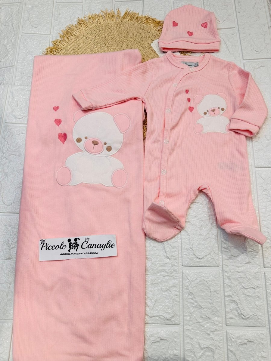 Set Nascita Cotone cuoricini rosa NG3481 Dis 1 - Piccole Canaglie - PC25307