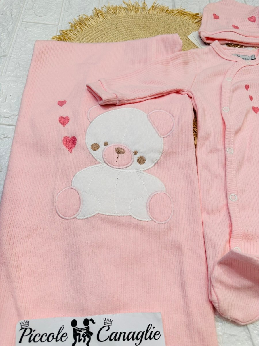 Set Nascita Cotone cuoricini rosa NG3481 Dis 1 - Piccole Canaglie - PC25307