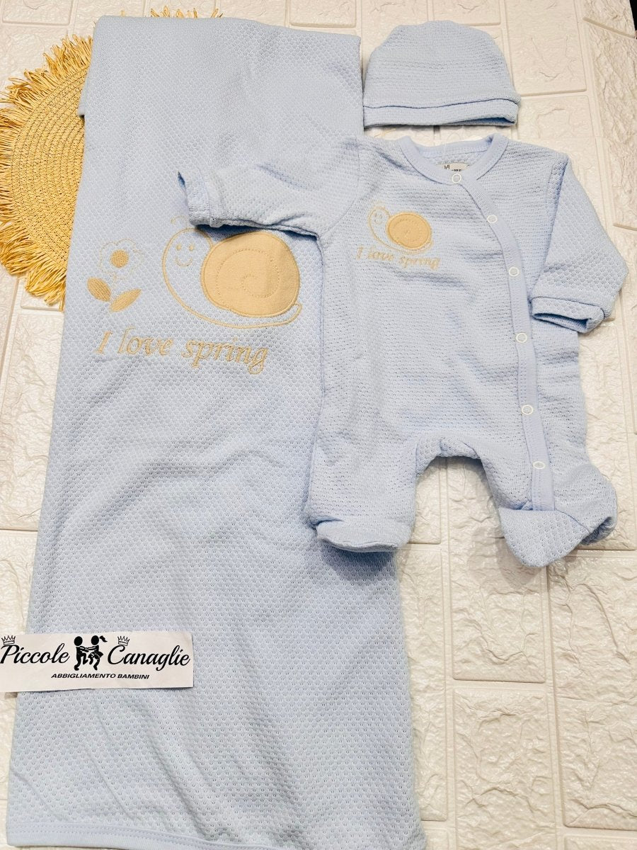 Set Nascita Cotone Lumachina celeste NG3482 Dis 3 - Piccole Canaglie - PC25301