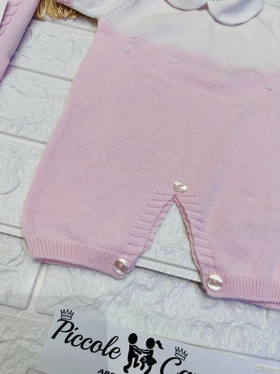 Set nascita cotone nazareno gabrielli pagliaccetto rosa - Piccole Canaglie - 