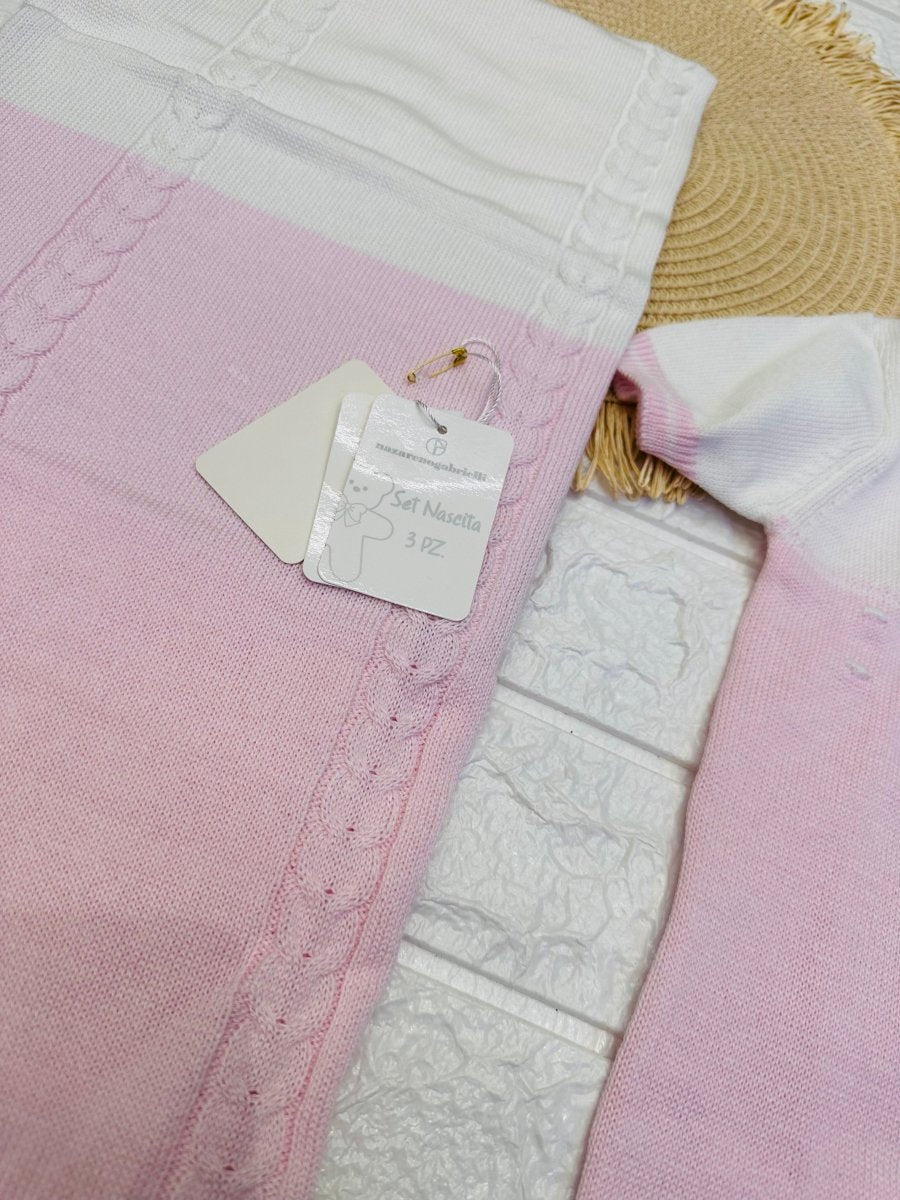 Set nascita cotone nazareno gabrielli pagliaccetto rosa - Piccole Canaglie - 