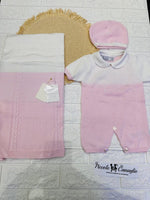 Set nascita cotone nazareno gabrielli pagliaccetto rosa - Piccole Canaglie - 