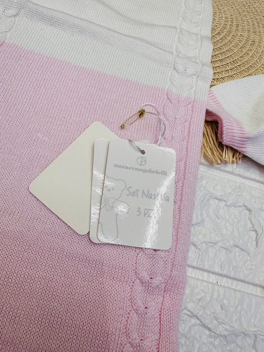 Set nascita cotone nazareno gabrielli pagliaccetto rosa - Piccole Canaglie - 