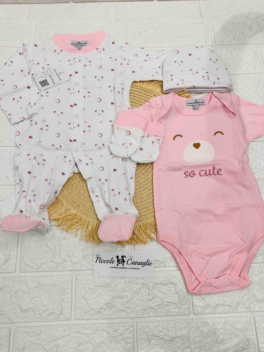 Set Nascita Cotone Orsetto Rosa Ng3593 - Piccole Canaglie - PC25912