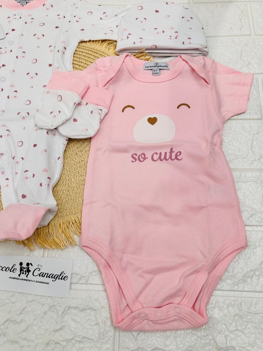 Set Nascita Cotone Orsetto Rosa Ng3593 - Piccole Canaglie - PC25912