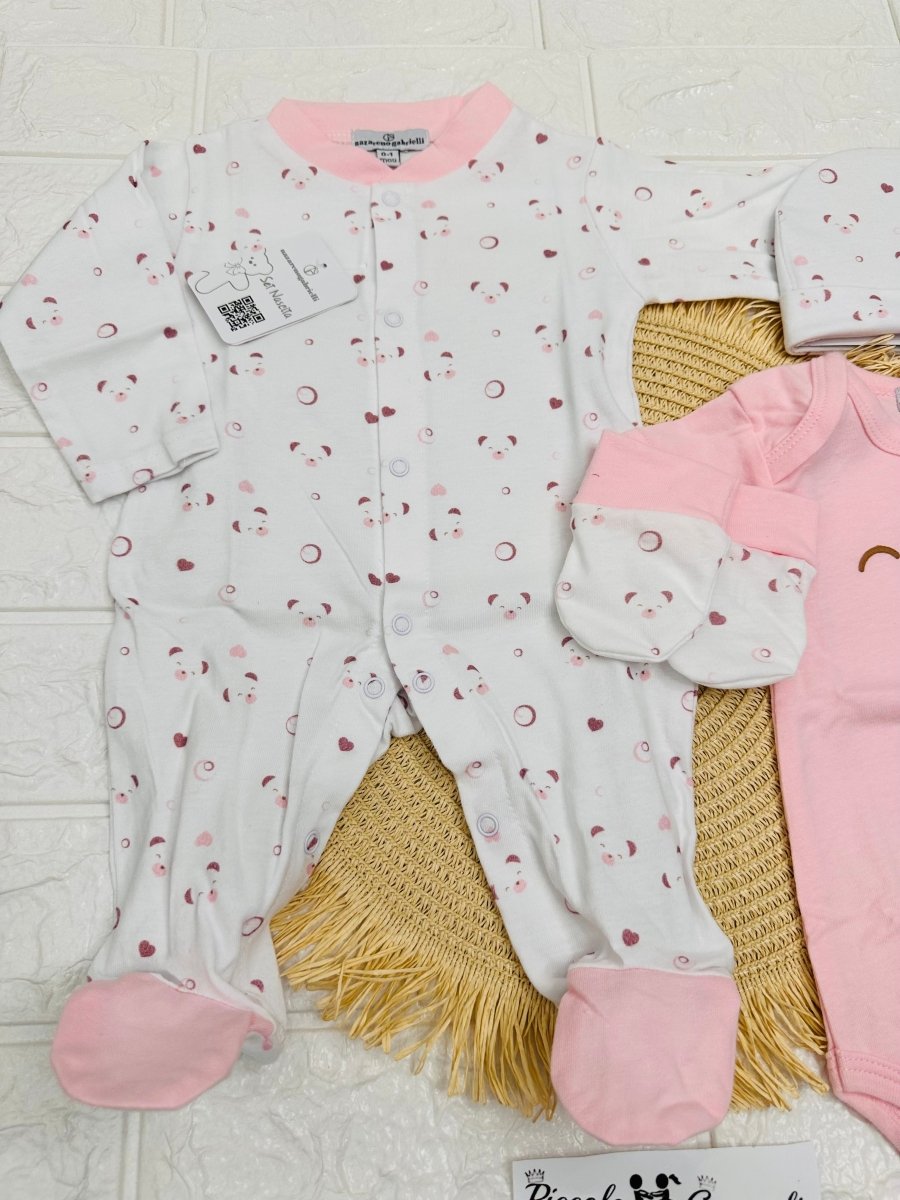 Set Nascita Cotone Orsetto Rosa Ng3593 - Piccole Canaglie - PC25912